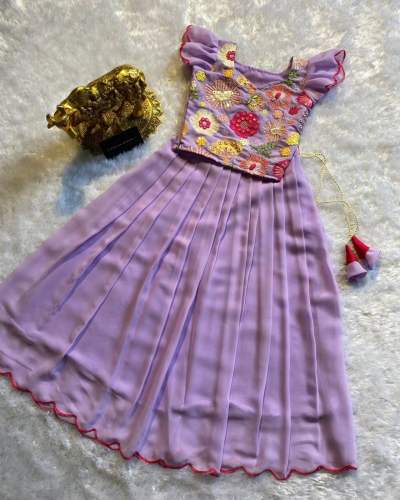 Fancy Georgette Embroidery Lehenga Choli For Kids