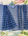 Linen Cotton Blue Printed Ready To Wear Saree thumb 1