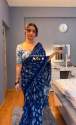 Linen Cotton Blue Printed Ready To Wear Saree thumb 2