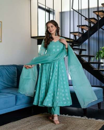 New Collection Georgette With Embroidery Work Gown