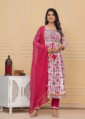 Beautiful blue and pink Kurta pant set by Roseberry Creations