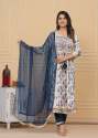 Beautiful blue and pink Kurta pant set thumb 1