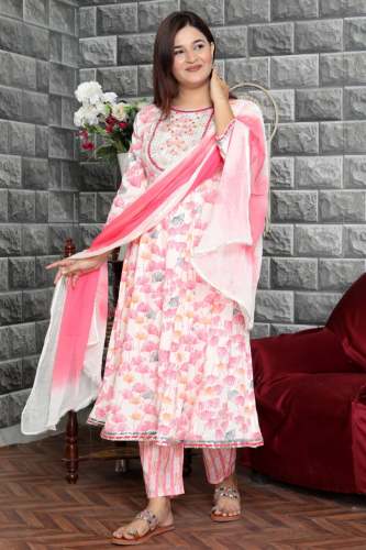 Beautiful Ladies Printed Kurti with Pant And Dupatta by Roseberry Creations