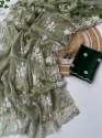 Beautiful pure Burberry Jimmy choo Saree With Sequence Work thumb 1