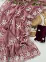 Beautiful pure Burberry Jimmy choo Saree With Sequence Work thumb 6