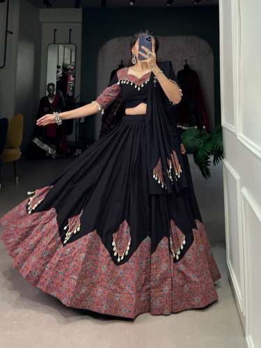 Classic Pure Cotton Chaniya Choli With Cowrie  by Roseberry Creations