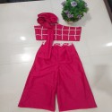 One Shoulder Style Khadi Cotton Palazzo and Top Set For Kids Girls 