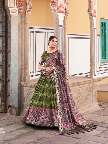 Ladies Ajarakh prints lehenga choli by Roseberry Creations