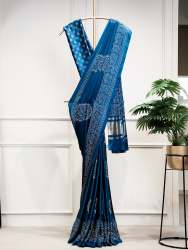 Ladies fancy Semi Gaji Satin saree with Foil Work Blouse