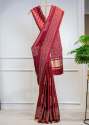 Ladies fancy Semi Gaji Satin saree with Foil Work Blouse thumb 4