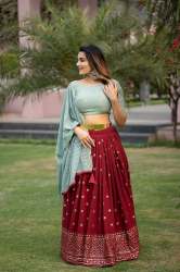 Ladies Sequins and Embroidery Thread Work Lehenga 