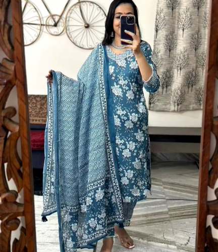 Latest Blue color Afghani Party Wear Cotton Readymade Suit  