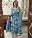 Latest Blue color Afghani Party Wear Cotton Readymade Suit   thumb 1