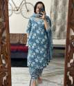 Latest Blue color Afghani Party Wear Cotton Readymade Suit   thumb 4