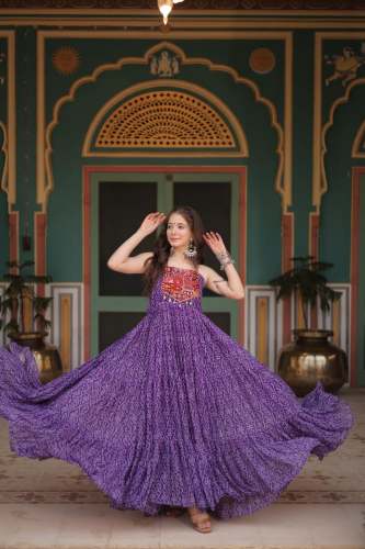 Latest Navratri Special Bandhani Gown With kutchi patchwork