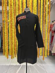 Navratri Special Gamthi Work Men Kurta In Black
