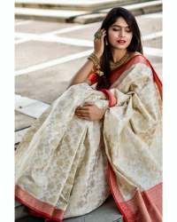 New Design soft lichi silk golden jari saree for Ladies 