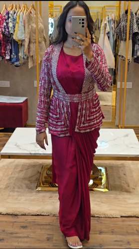 New Party Wear Bollywood Gown With Embroidered Koti by Roseberry Creations
