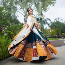 PRINTED AND REAL MIRROR LEHENGA CHOLI WITH DUPATTA