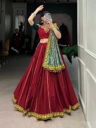 Pure Cotton Garba Special Lehenga Choli With Gamthi Work Blouse 