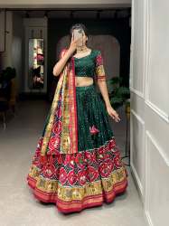 Woman Stitched Tussar Silk with Patola Print Lehenga Choli