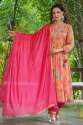 Womens Muslin Multi-color Alia Cut Kurti Pant and Dupatta thumb 2