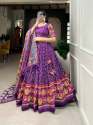 Beautiful Printed Tussar Silk Ready Made Lehenga Choli  thumb 7