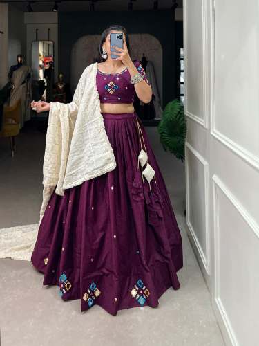 Cotton Mirror Handwork Chaniya Choli With Canvas