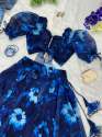 Fancy Blue Floral Printed Ready Made Lehenga Choli