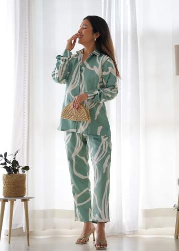 Fancy Heavy Satin Digital Printed Co-Ord Set