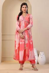 Fancy Muslin Alia Cut Zari Weaving Suit For Women