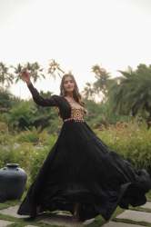 Fancy Rayon Kutchi Gamthi Work Long Gown