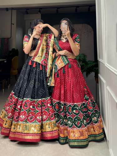 Fancy Tussar Silk Foil Printed Navratri Chaniya Choli 