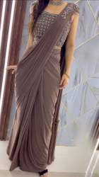 Faux Georgette Ready To Wear Saree With Ready Made Blouse