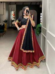 Gamthi Work And Original Mirror Work Lace Border With Gota Patti Lehenga Choli for Woman 