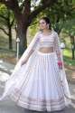 Georgette White Lehenga Choli With Embroidery Work thumb 7