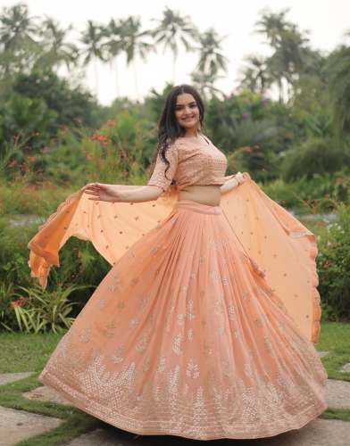 Georgette With Heavy Sequins Ready Made Lehenga Choli 