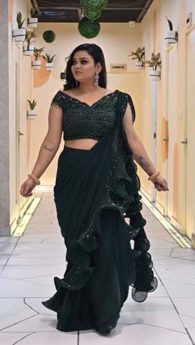 New Collection Faux Georgette Ruffle Saree With Stitched Blouse