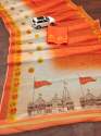 New Collection Plain Linen Jai Shree Ram Printed Saree thumb 5