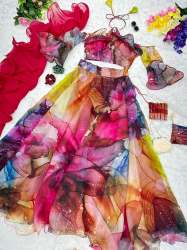 Party Wear Organza Digital Printed Lehenga Choli