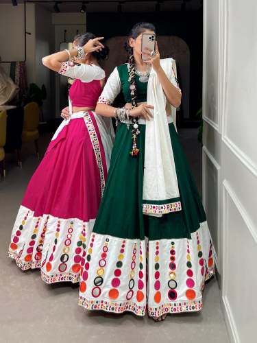 Pink color Designer Pure Cotton Original Mirror Work Lehenga Choli