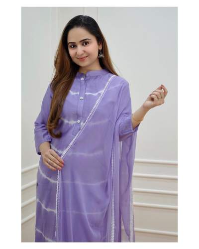 Pure Chanderi Silk Purple Suit For Women