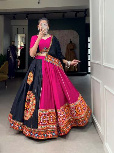 Pure Cotton Gamthi Mirror Work Traditioanl Chaniya Choli