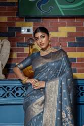 Raw Silk With All Over Zari Weaving Saree 