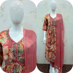 Trendy Alia Cut And Hand Work Kurti Pant Set