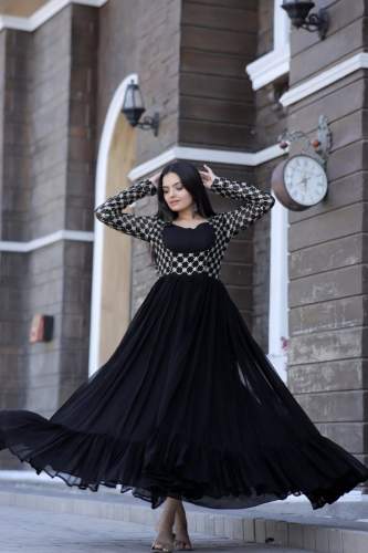 Trendy Cotton Long Sequin Embroidery Gown 