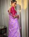 Trendy Lavender Banarasi Soft Silk Saree thumb 3