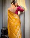 Trendy Lavender Banarasi Soft Silk Saree thumb 7