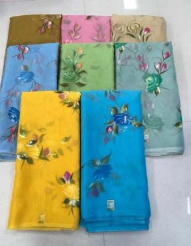 Fancy Organza Hand Painted fabric  by Shree Balaji Fashion