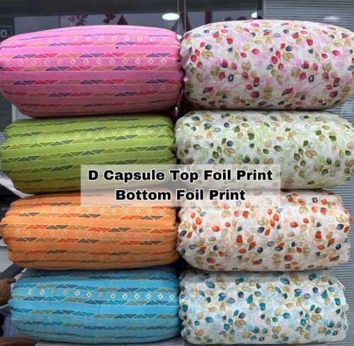 Cotton D capsule Foil Printed Fabric  by Surat Fashion Fabrics Hub